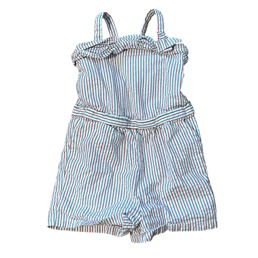 Hope & Henry Girls 18 24M Red White Blue Striped Lined Romper Patriotic July 4th